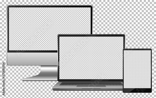 Set of blank screen electronics gadget computer laptop and tablet isolated
