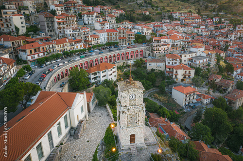Fototapeta Naklejka Na Ścianę i Meble -  Clock tower at the town of Arachova in Greece