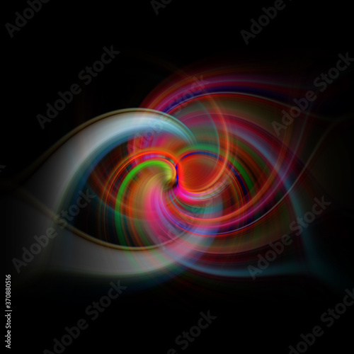 Large multi colour swirl on black background