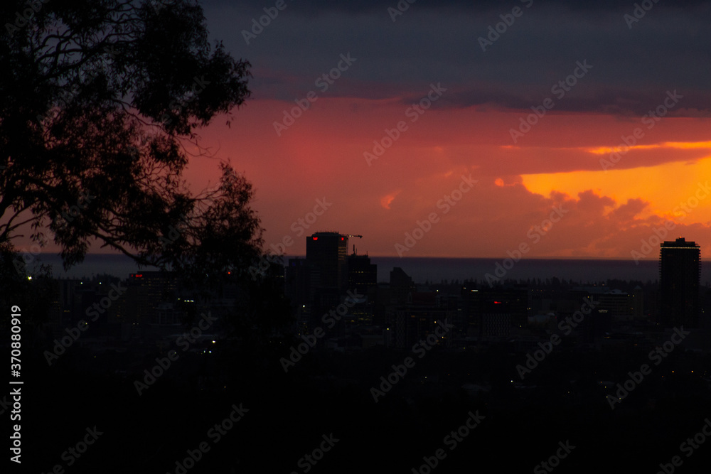 Adelaide Orange City Sunset From Lookout