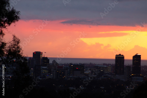 Adelaide Orange City Sunset From Lookout