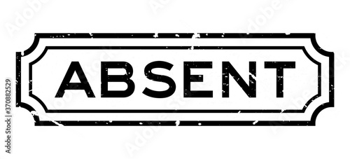 Grunge black absent word rubber business seal stamp on white background