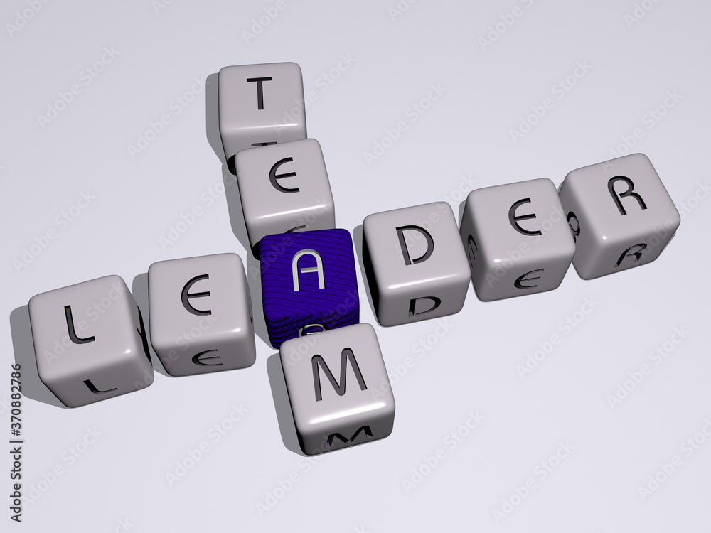 LEADER TEAM crossword by cubic dice letters. 3D illustration. business and concept LEADER TEAM crossword by cubic dice letters. 3D illustration. business and concept