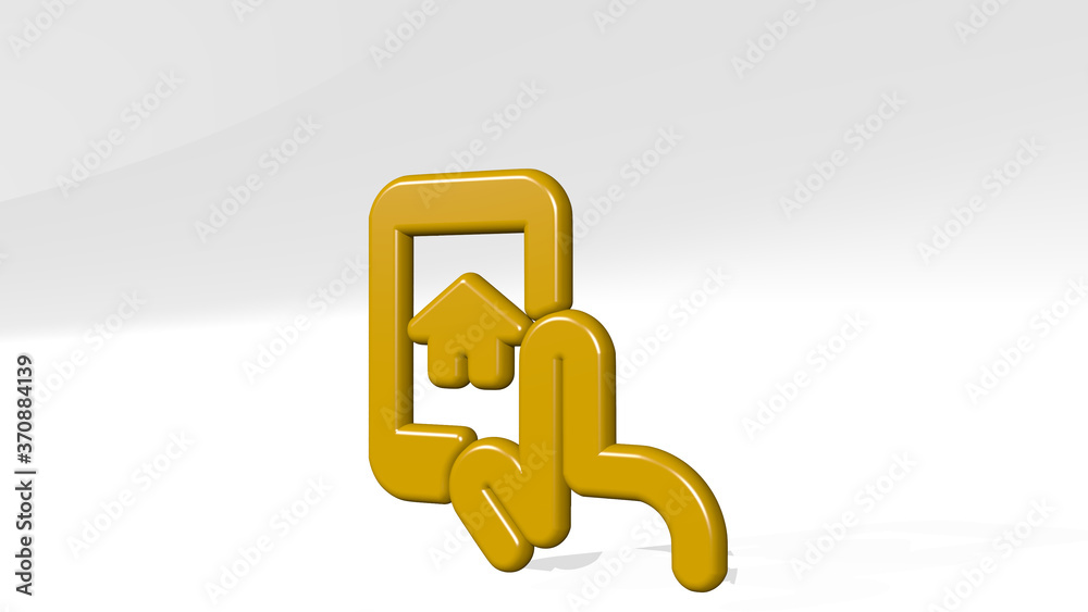 SMART HOUSE PHONE 3D icon casting shadow. 3D illustration. business and background SMART HOUSE PHONE 3D icon casting shadow. 3D illustration. business and background