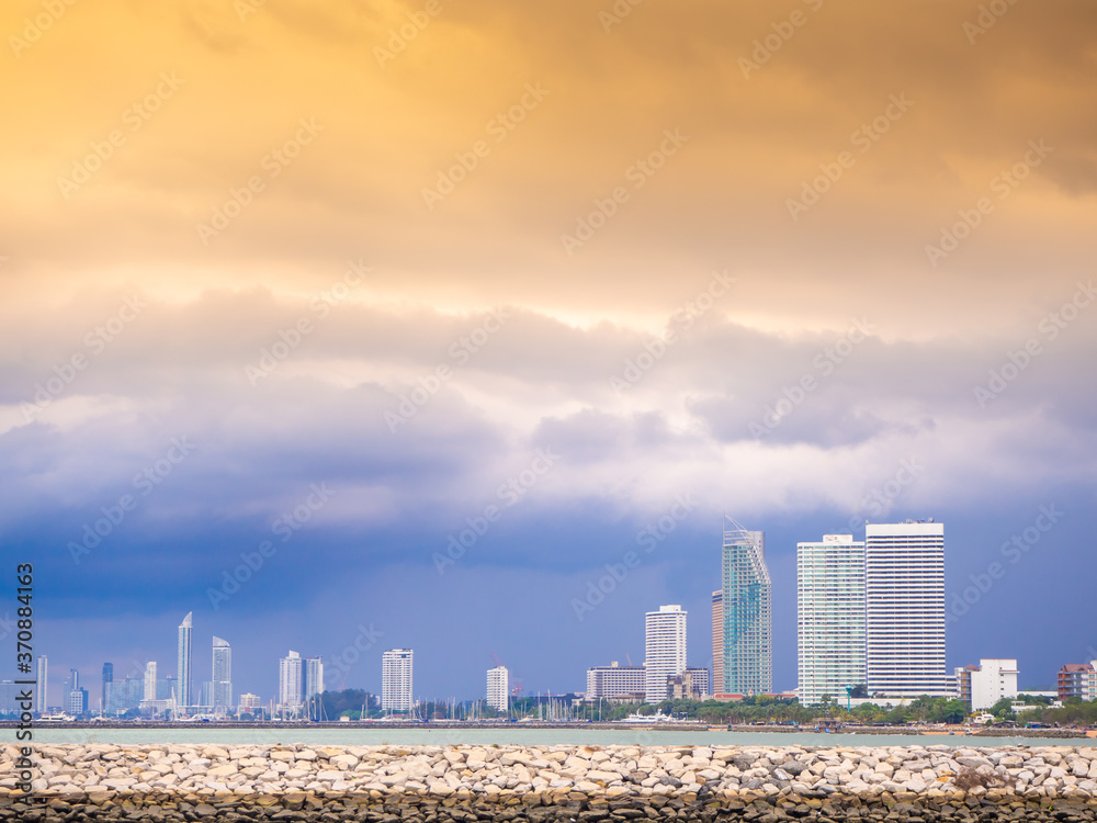 Pattaya Beach high Building and beautiful blue sea. Pattaya Beach high Building and beautiful blue sea.