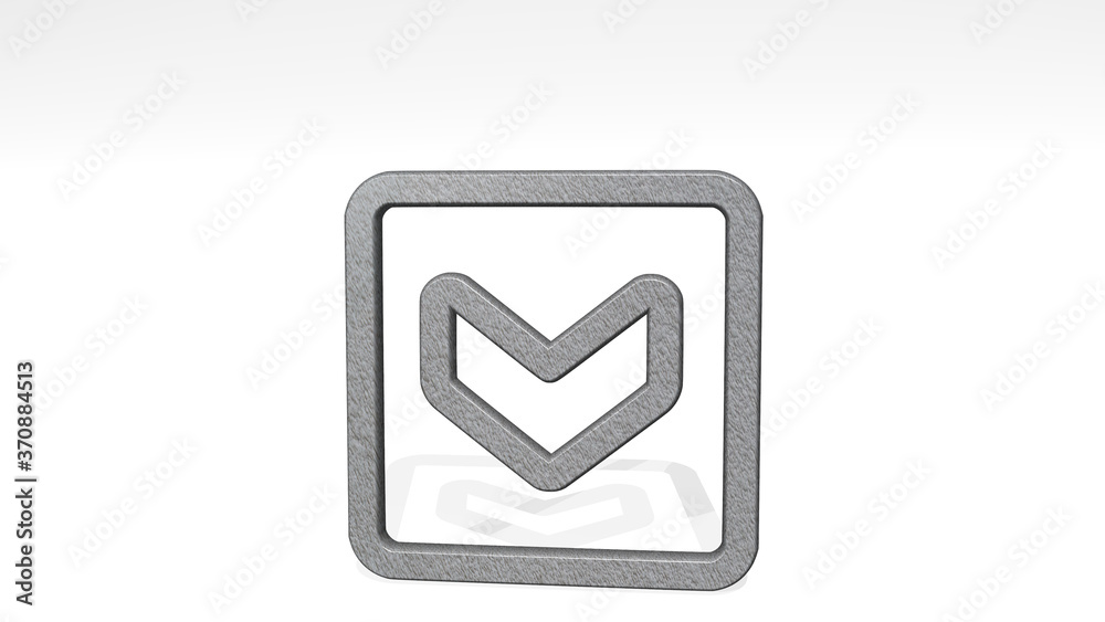 arrow rectangle down 3D icon standing on the floor. 3D illustration. background and design arrow rectangle down 3D icon standing on the floor. 3D illustration. background and design