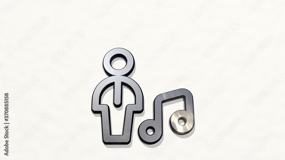 single man actions music 3D icon on the wall. 3D illustration. background and isolated single man actions music 3D icon on the wall. 3D illustration. background and isolated