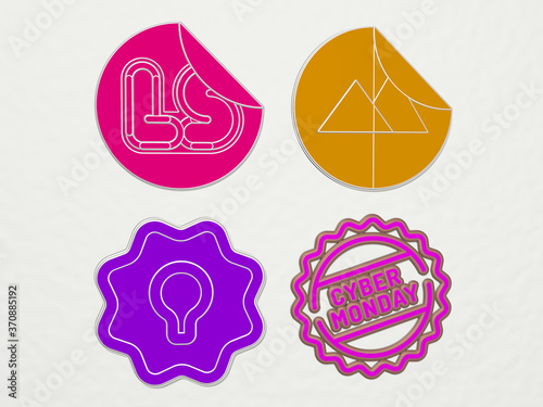 STICKER 4 icons set. 3D illustration. cartoon and design photo