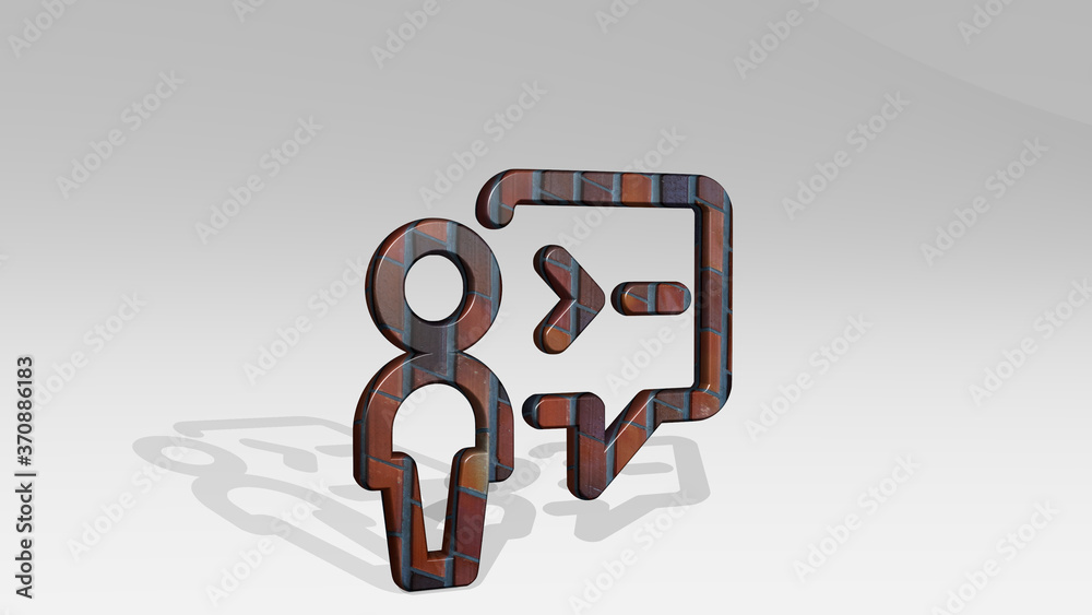 programming user chat 3D icon standing on the floor. 3D illustration. code and computer