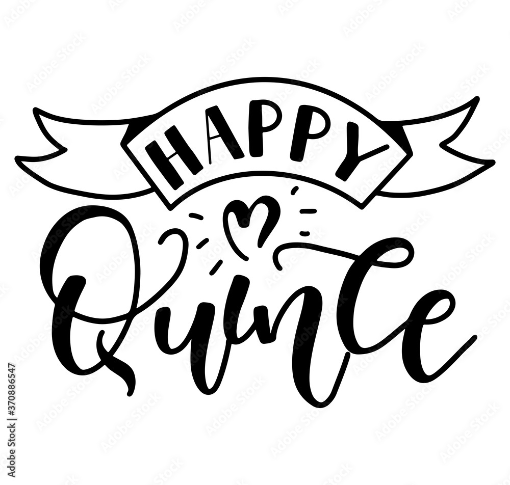 Fototapeta premium Happy Quince - happy 15 years in Spanish. Black vector illustration isolated on white background.