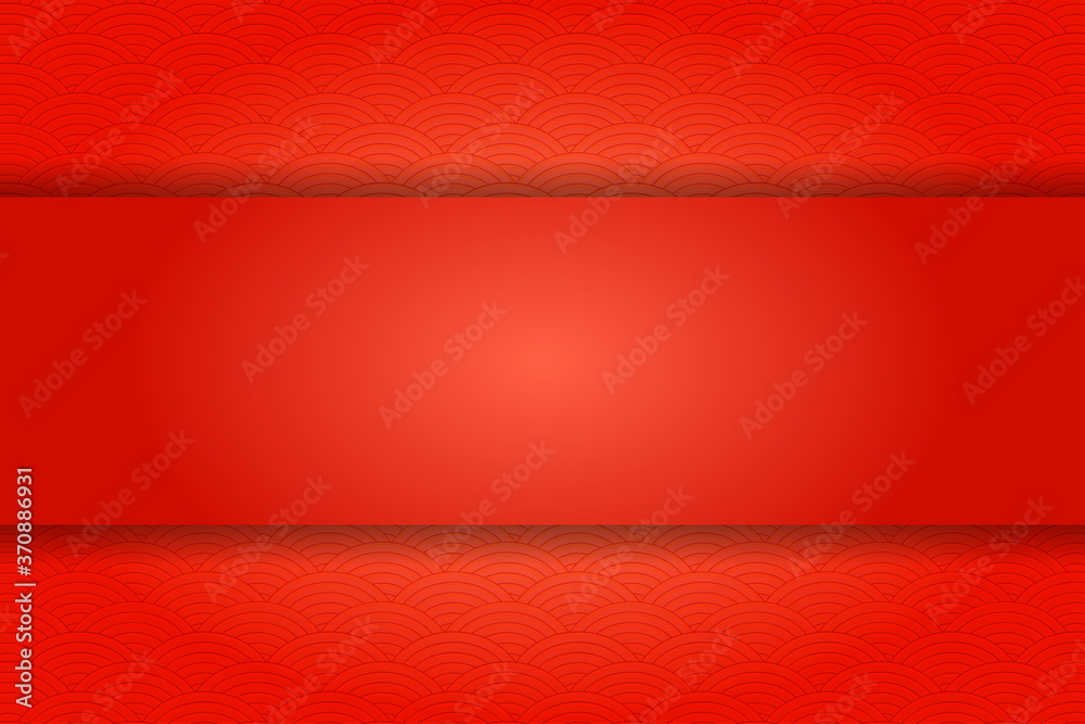 Obraz premium Traditional Chinese Greeting Card Template, The Sea Wave Texture