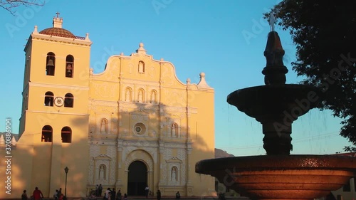 Cathedral of Comayagua, illuminated by a nice red sunset light photo