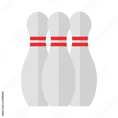 bowling skittles with red stripes game recreational sport flat icon design
