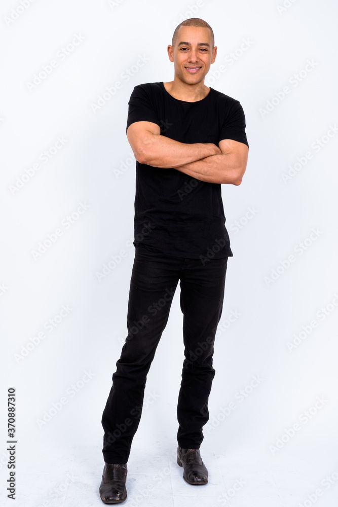 Portrait of happy handsome multi ethnic bald man Portrait of happy handsome multi ethnic bald man