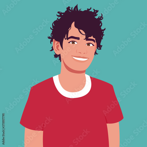 Portrait of a happy boy with tousled hair