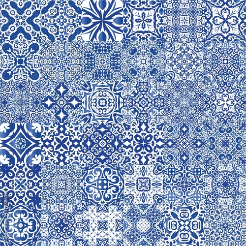 Antique azulejo tiles patchworks.