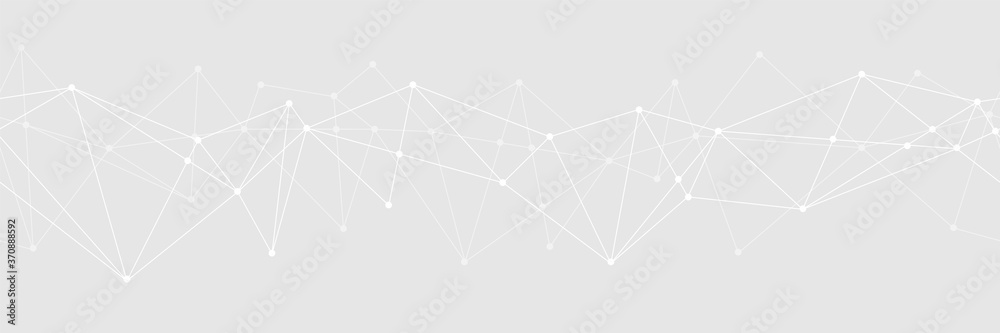 Abstract white geometric plexus technology seamless pattern banner background