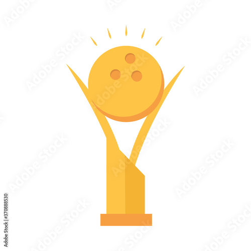 bowling gold trophy ball award game recreational sport flat icon design