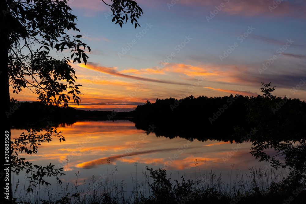 sunset over the river