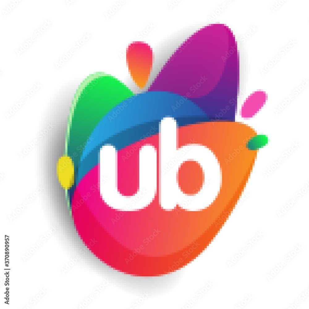 Letter UB logo with colorful splash background, letter combination logo ...