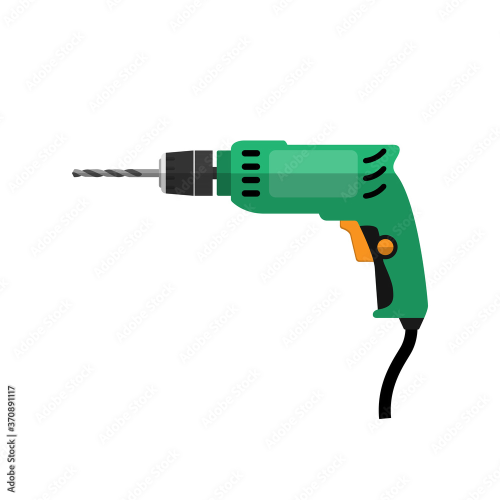 Electronic drill flat vector design isolated on white background.