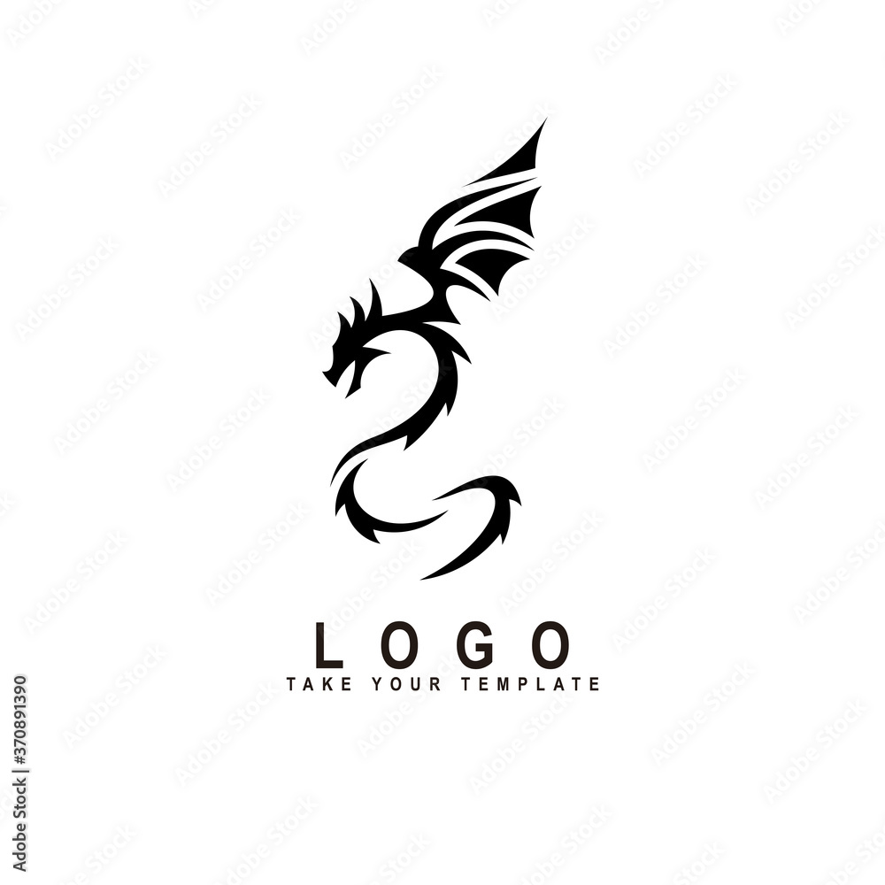 dragon logo, fantasy animal design template
