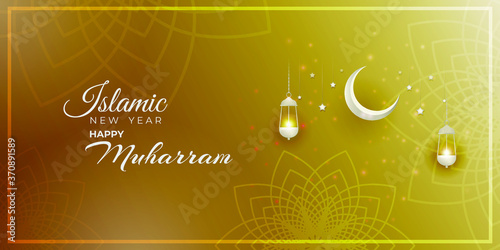 festive concept background for Islamic festival-Islamic new year, new Hijari year- happy muharram vector illustration 