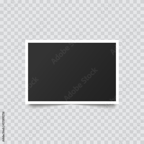 Retro realistic photo frame with shadow on transparent background. Vector