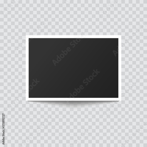Retro realistic photo frame with shadow on transparent background. Vector