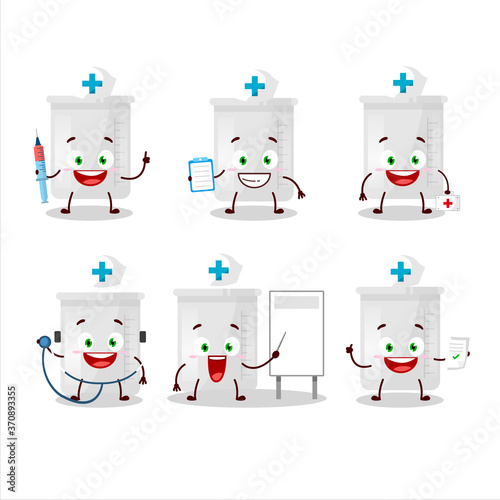 Doctor profession emoticon with science bottle cartoon character