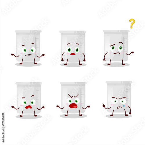 Cartoon character of science bottle with what expression