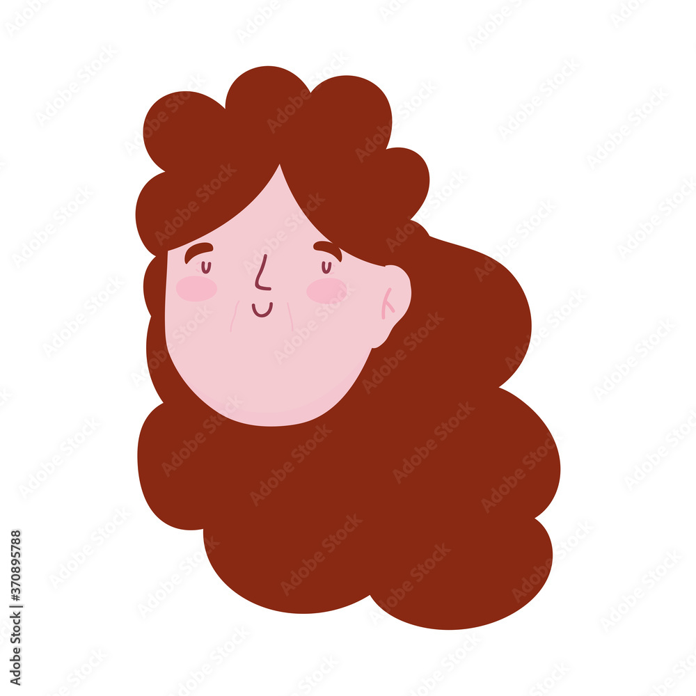 young woman brunette cartoon character face isolated icon image young woman brunette cartoon character face isolated icon image