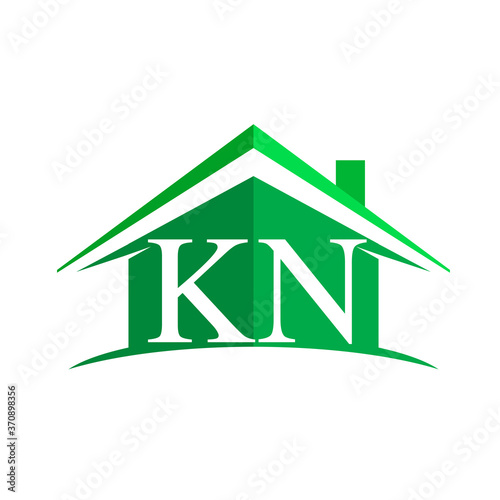 initial logo KN with house icon and green color, business logo and property developer