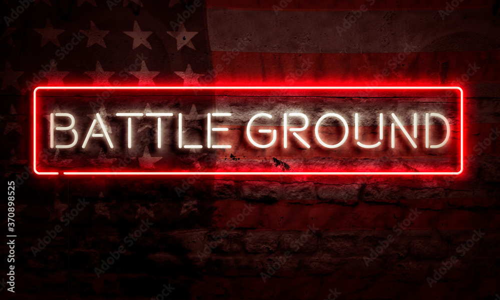 Obraz premium Battle Ground State Political American Flag Neon Sign Graphic Art