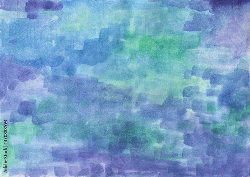 Blue and green watercolor texture. Oil painted high resolution background for design. There is blank place for your text, textures design art work or skin product.
