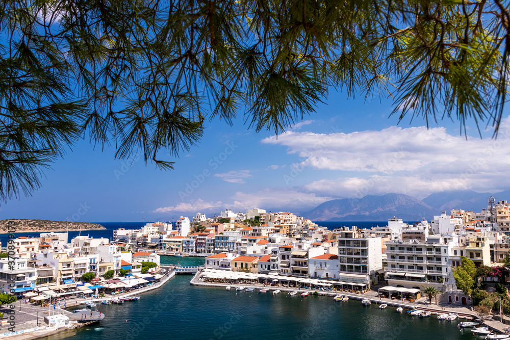  View over the port of Agios Nikolaos in Greece