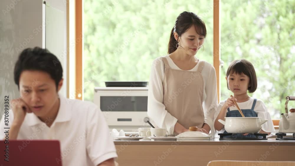 家族イメージ 調理 テレワーク 家族イメージ 調理 テレワーク