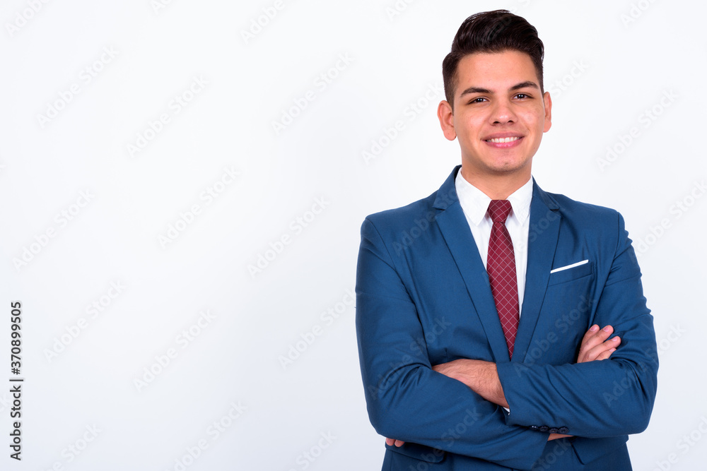 Portrait of happy young handsome multi ethnic businessman in suit Portrait of happy young handsome multi ethnic businessman in suit