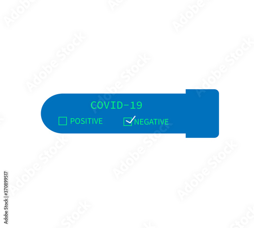 Test tube with blood sample for COVID-19, Coronavirus test.negative test result Coronavirus Covid-19. Vector illustration.