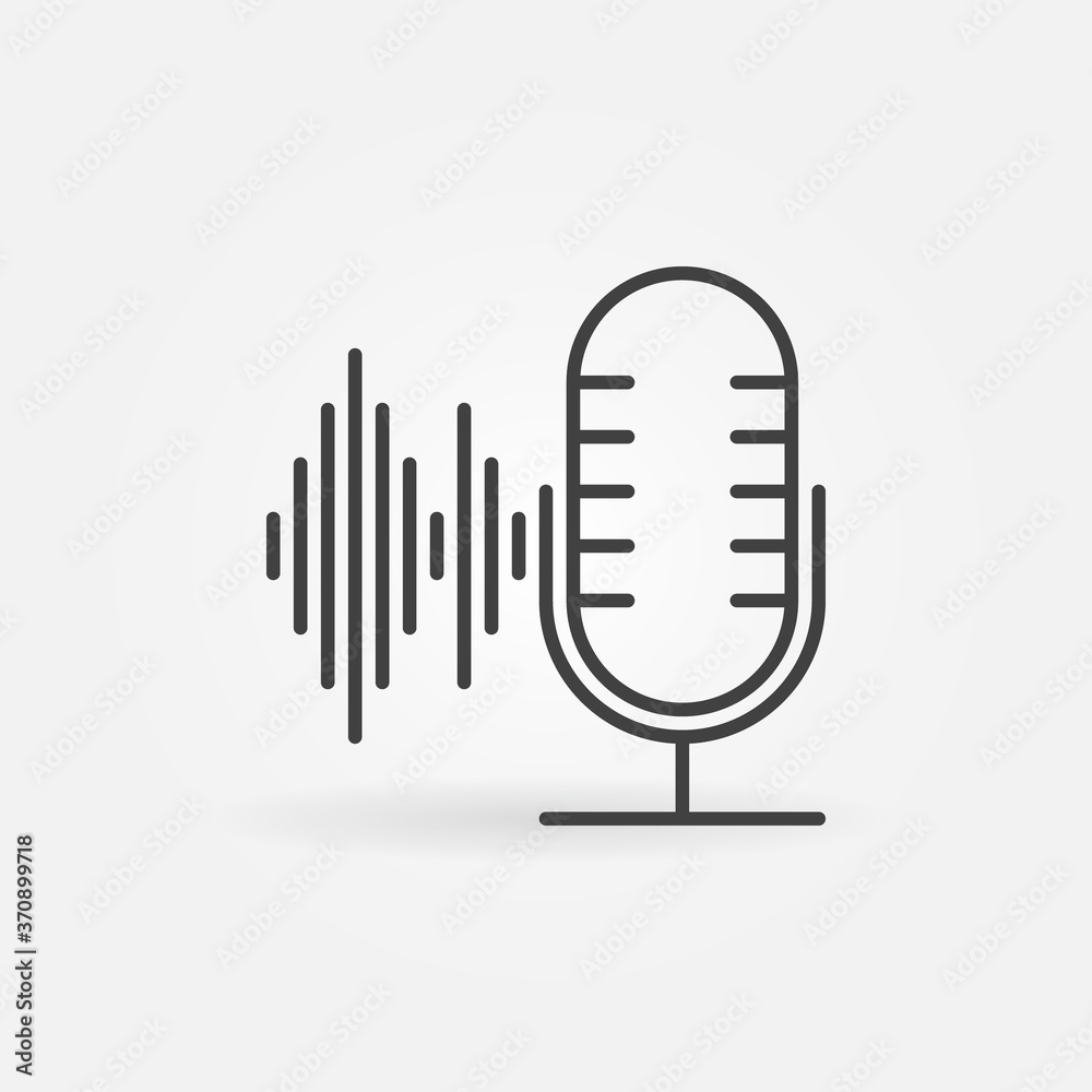 Microphone with Sound wave outline vector concept icon or design element Microphone with Sound wave outline vector concept icon or design element