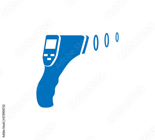 Digital Thermometer Gun Ico.contactless Infrared Thermometer icon in flat style isolated on white background shows the heat temperature. Vector illustration.