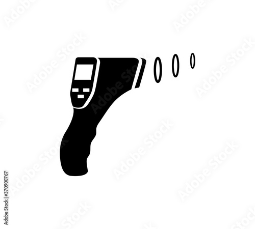 Digital Thermometer Gun Ico.contactless Infrared Thermometer icon in flat style isolated on white background shows the heat temperature. Vector illustration.