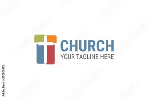 Colorful Christian Cross Church logo design vector illustration