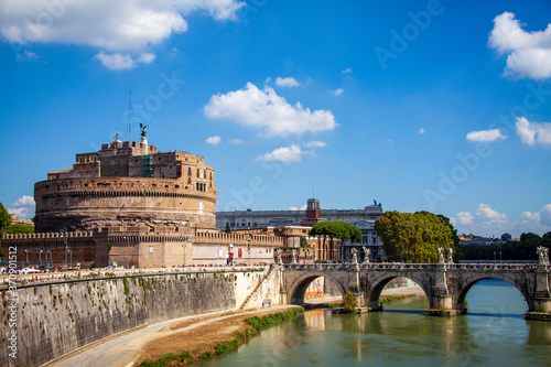 The Mausoleum of Hadrian, also known as the Castel Sant'Angelo is ancient Roman fortress on the banks of the River Tiber in Rome, Italy.