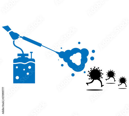 Spraying Anti-Bacterial Sanitizer Spray icon,Sanitizer Dispenser icon, infection control concept. Sanitizer to prevent colds, virus, Coronavirus, flu. Spray bottle. Alcohol spray icon. 
