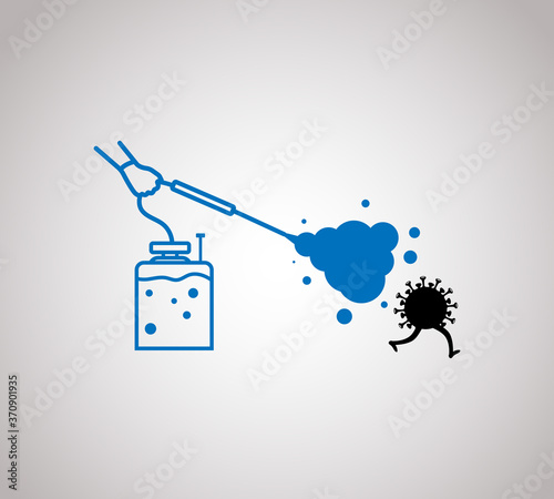 Spraying Anti-Bacterial Sanitizer Spray icon,Sanitizer Dispenser icon, infection control concept. Sanitizer to prevent colds, virus, Coronavirus, flu. Spray bottle. Alcohol spray icon. 