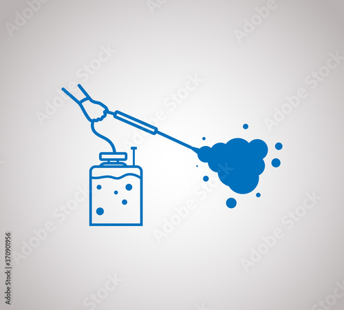 Disinfection black line icon. Cleaning concept. Prevention coronavirus. Protection disinfects. Methods of controlling the epidemic. Vector illustration flat design. Cleaner in the hand.