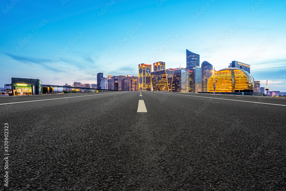 Naklejka premium city road through modern buildings in China