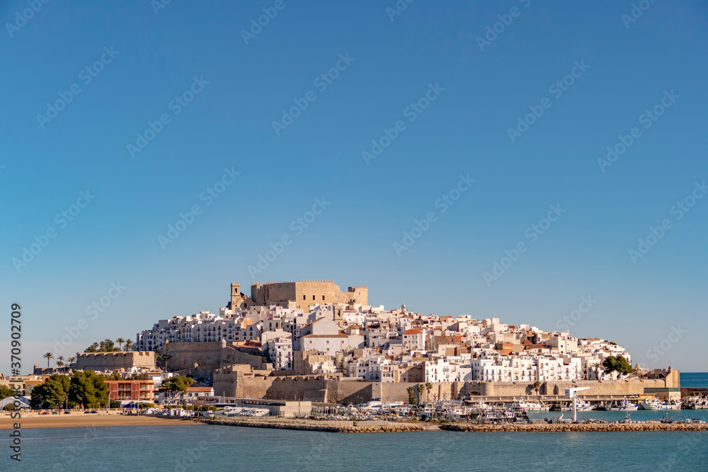 view to castle of Peniscola near Valencia in Spain