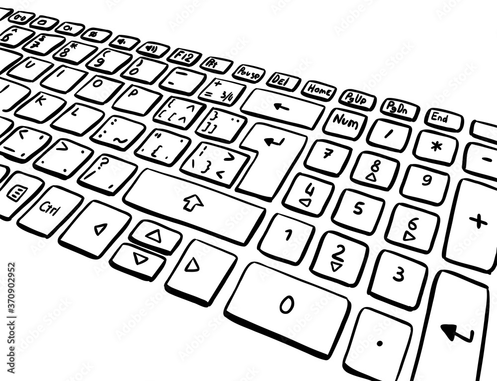Human hands typing on computer keyboard pushing buttons with fingers in  sketch style isolated on white background. Hand drawn vector illustration  of two wrists typing on pc. Stock Vector | Adobe Stock